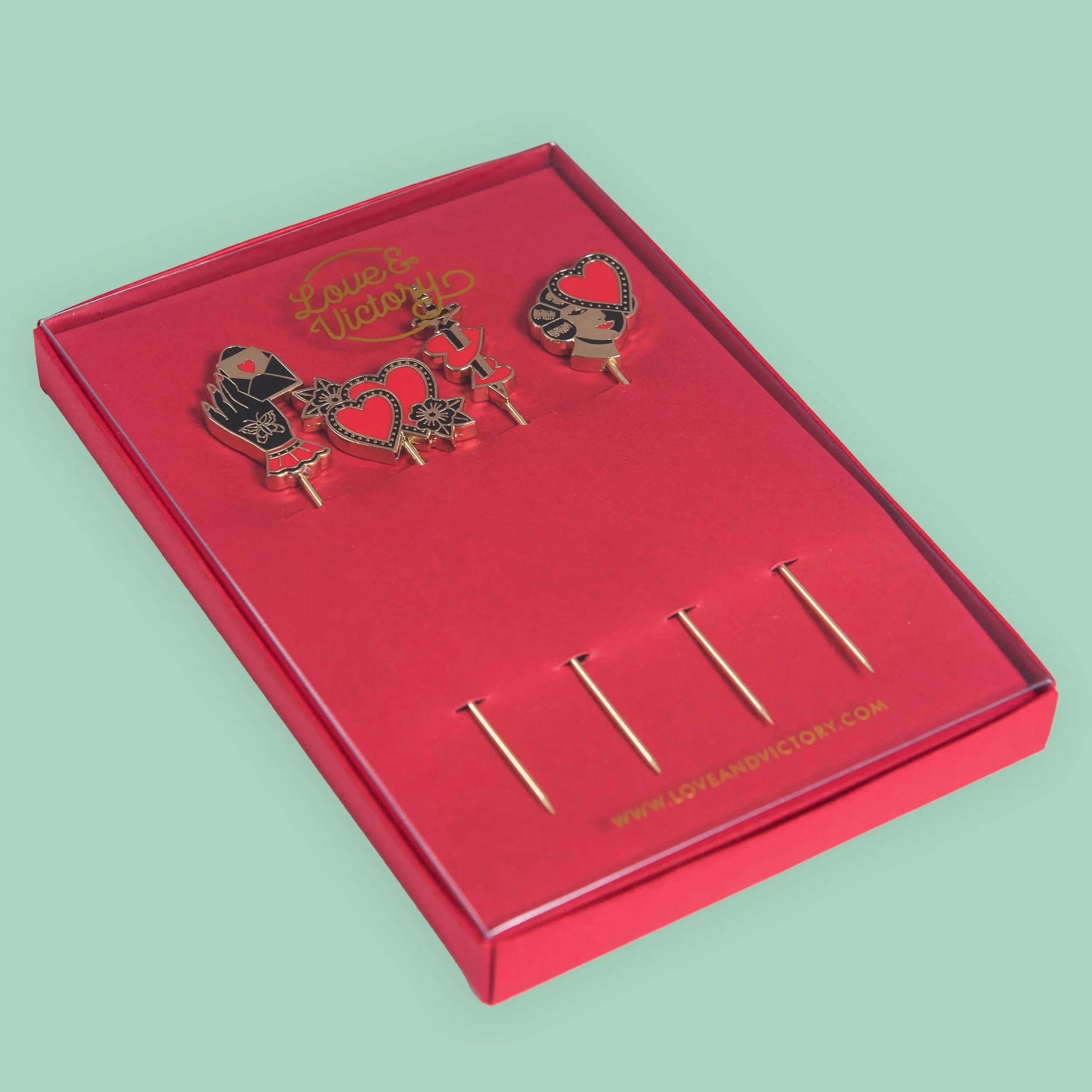 Tattoo Hearts Cocktail Picks — Love & Victory
